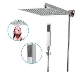 Ducha Quadrado 30x30 Slim Inox Cromado Chuveiro Completo com Desviador - 1