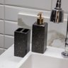 Kit Banheiro 01 Porta Sabonete Liquido e 01 Porta Escova em Cerâmica Preto - Indo Decorar - 2