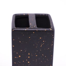 Kit Banheiro 01 Porta Sabonete Liquido e 01 Porta Escova em Cerâmica Preto - Indo Decorar - 5