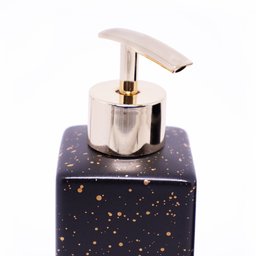 Kit Banheiro 01 Porta Sabonete Liquido e 01 Porta Escova em Cerâmica Preto - Indo Decorar - 4