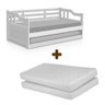 Sofá Cama Texas de Madeira Maciça com Cama Auxiliar Atraente Branco com 2 Colchões - 2