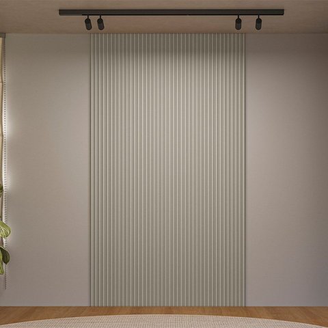 Painel Ripado Modular em MDF Barra 250x141cm 30mm Linea Brasil Gris Fosco