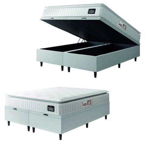 Cama Box Baú Casal Queen Colchão Espuma D45 Lazio Pillow Top Branco Hellen