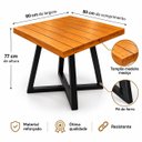 Ver imagem 4 de Mesa de Jantar Quadrada 80cm em Madeira Maciça e Pé de Ferro 4 Lugares