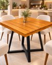 Ver imagem 1 de Mesa de Jantar Quadrada 80cm em Madeira Maciça e Pé de Ferro 4 Lugares