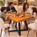 Ver imagem 2 de Mesa de Jantar Quadrada 80cm em Madeira Maciça e Pé de Ferro 4 Lugares