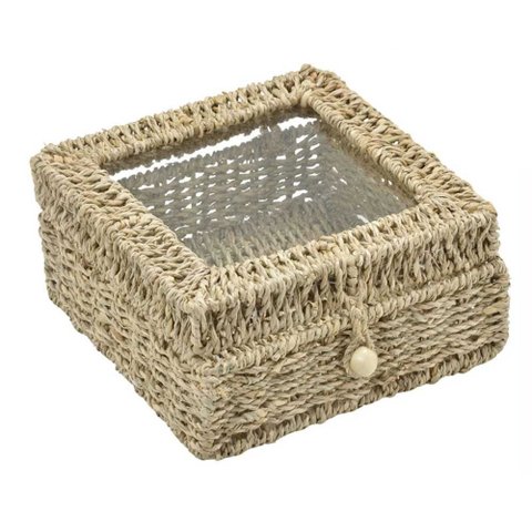 Caixa Decorativa em Fibra Natural e Vidro 23cm 16696-pl