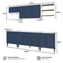 Ver imagem 3 de Cozinha Modulada Aurora 260cm Completa Provençal Clássico Cor:branco com Azul