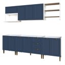 Ver imagem 2 de Cozinha Modulada Aurora 260cm Completa Provençal Clássico Cor:branco com Azul