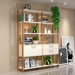 Estante Sala com Prateleiras e Gavetas Dalla Costa 100% Mdf Cor:off White com Freijó - 1