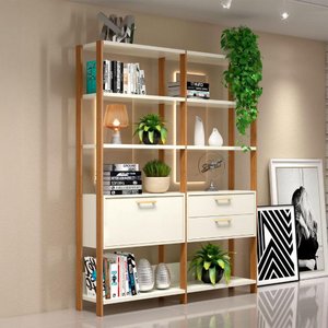 Estante Sala com Prateleiras e Gavetas Dalla Costa 100% Mdf Cor:off White com Freijó