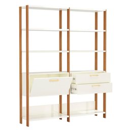 Estante Sala com Prateleiras e Gavetas Dalla Costa 100% Mdf Cor:off White com Freijó - 4