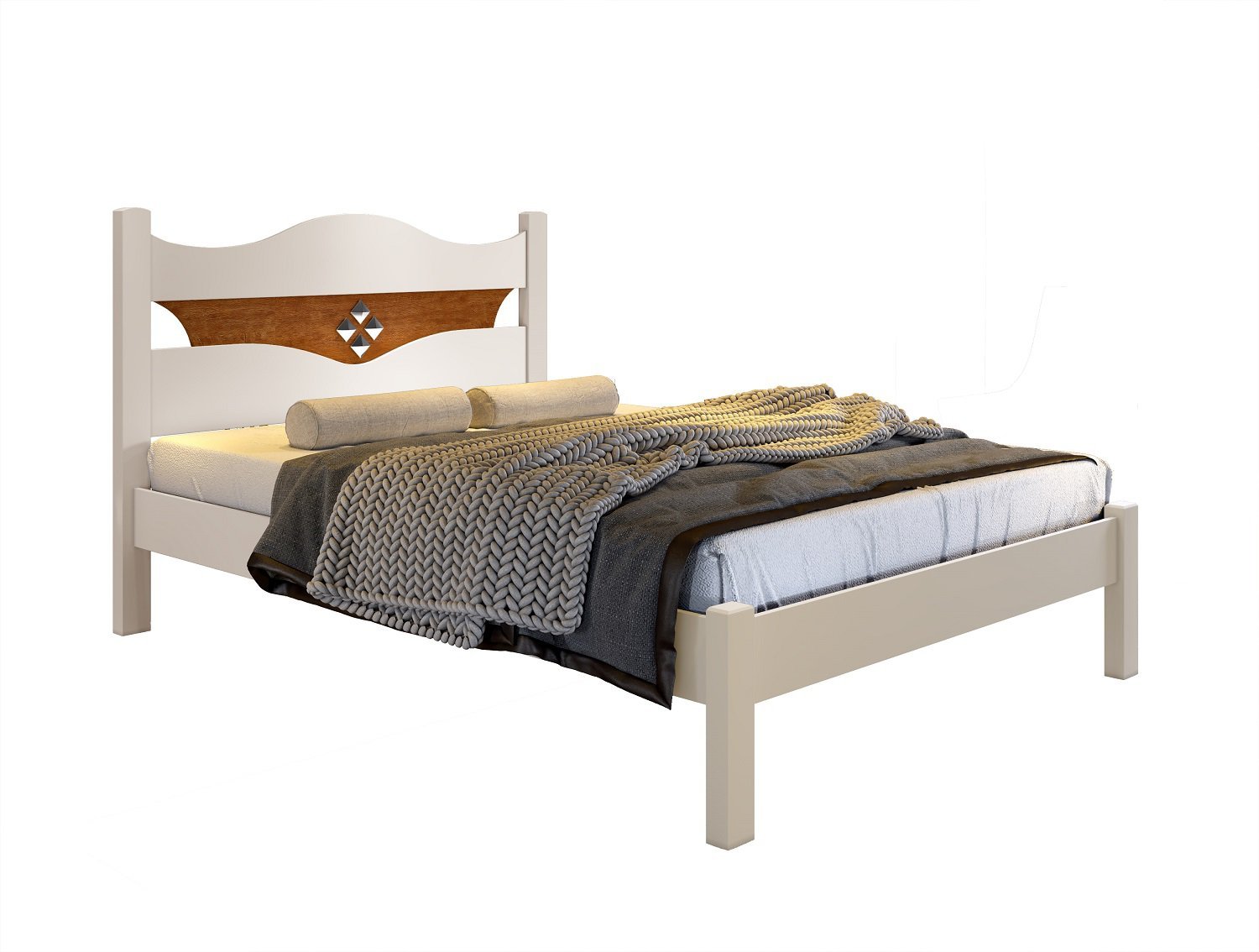 Cama Casal Julia Alto Padrão OffWhite/Canela - 1