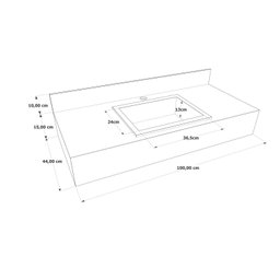 Bancada em Porcelanato para Banheiro  Completa Alto Padrão  100cm Com Cuba Esculpida Branco - 3