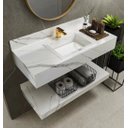 Ver imagem 4 de Bancada em Porcelanato para Banheiro Completa Alto Padrão 100cm Com Cuba Esculpida