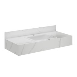 Bancada em Porcelanato para Banheiro  Completa Alto Padrão  100cm Com Cuba Esculpida Branco - 2