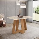 Ver imagem 1 de Mesa de Jantar Lins 120 Cm Canto Arredondado com Vidro Nature Off White – Henn
