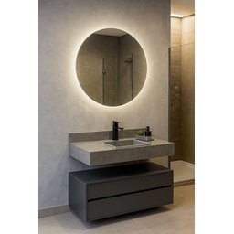 Bancada em Porcelanato para Banheiro Completa Alto Padrão 100cm Com Cuba Esculpida - 1