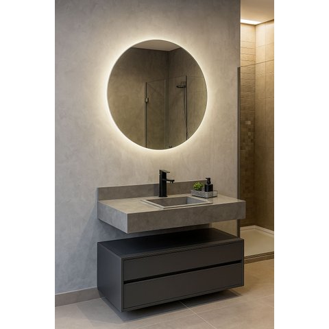 Bancada em Porcelanato para Banheiro Completa Alto Padrão 100cm Com Cuba Esculpida