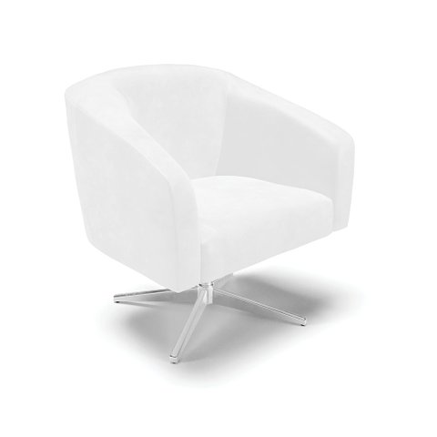 Poltrona Giratória Stella Corano Base Cromada - D’Rossi - Branco