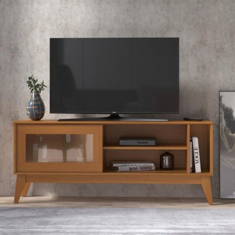 Rack para Tv até 55 Polegadas Trend 1 Porta Vidro Deslizante Reflecta 136cm - Cedro