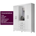 Ver imagem 5 de Guarda Roupa Casal 4 Portas com Espelho 3 Gavetas Branco / Rosa Capri - Moval