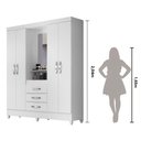Ver imagem 4 de Guarda Roupa Casal 4 Portas com Espelho 3 Gavetas Branco / Rosa Capri - Moval