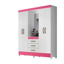 Ver imagem 3 de Guarda Roupa Casal 4 Portas com Espelho 3 Gavetas Branco / Rosa Capri - Moval