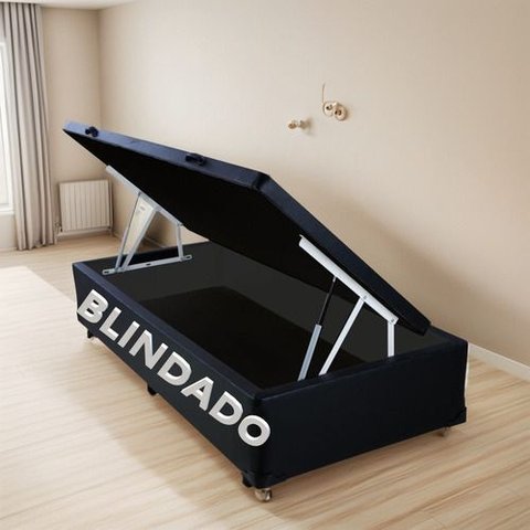 Cama Solteiro Baú 0,88 Apenas Cidade de São Paulo Blindada - Corino - Preto