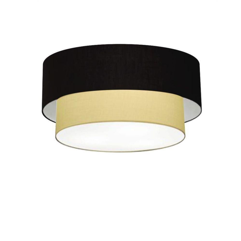 Plafon Para Sala De Estar Cilíndrico Cúpula Preto Bege - 1