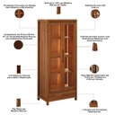Ver imagem 5 de Cristaleira para Sala de Jantar 2 Portas de Vidro 1 Gaveta Madeira Maciça Dunia F06 Rústico Escuro