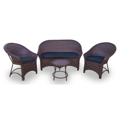 Conjunto de Sofá Fibra Sintética Bali Promo - 1 Sofá 2L + 2 Poltronas + 1 Mesa Centro - Tecido Duna 