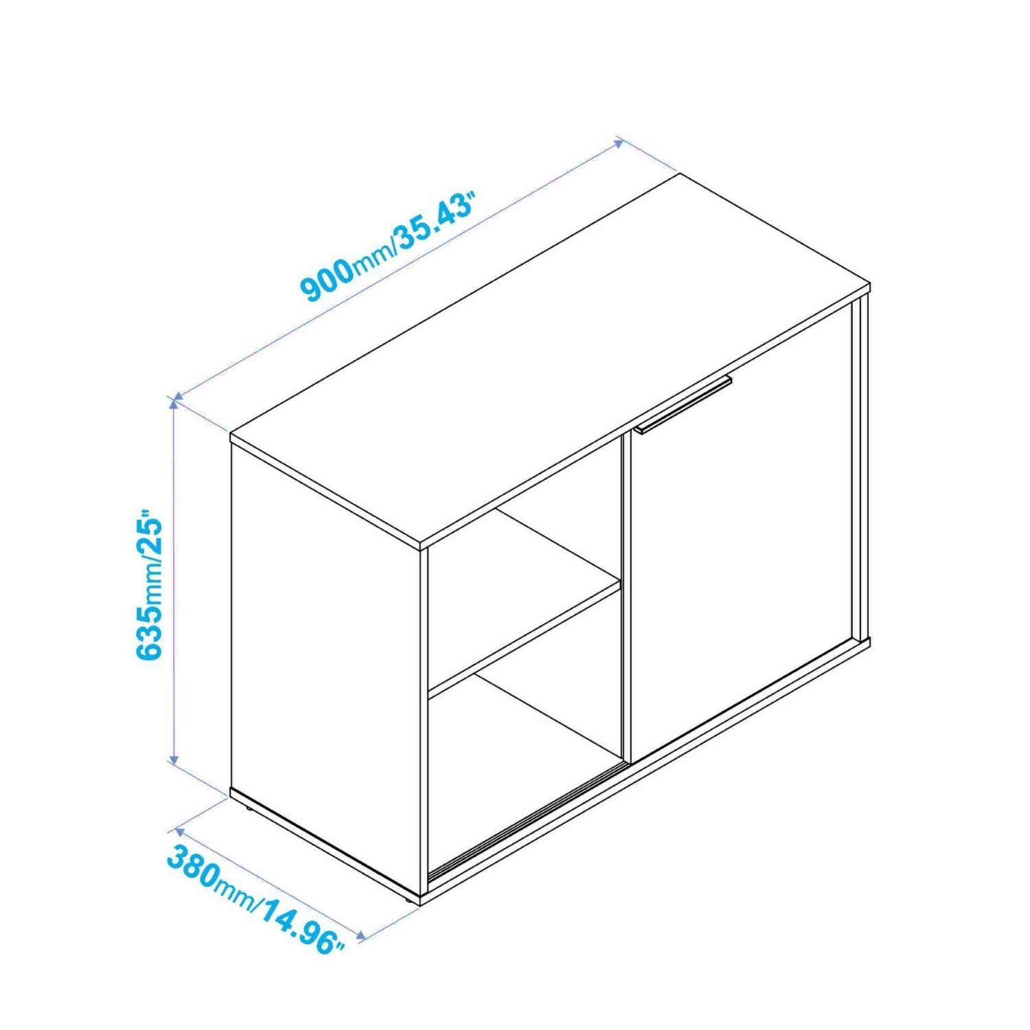 Armário para Escritório Baixo 1 Porta 2 Nichos MDP BRV Móveis - 4