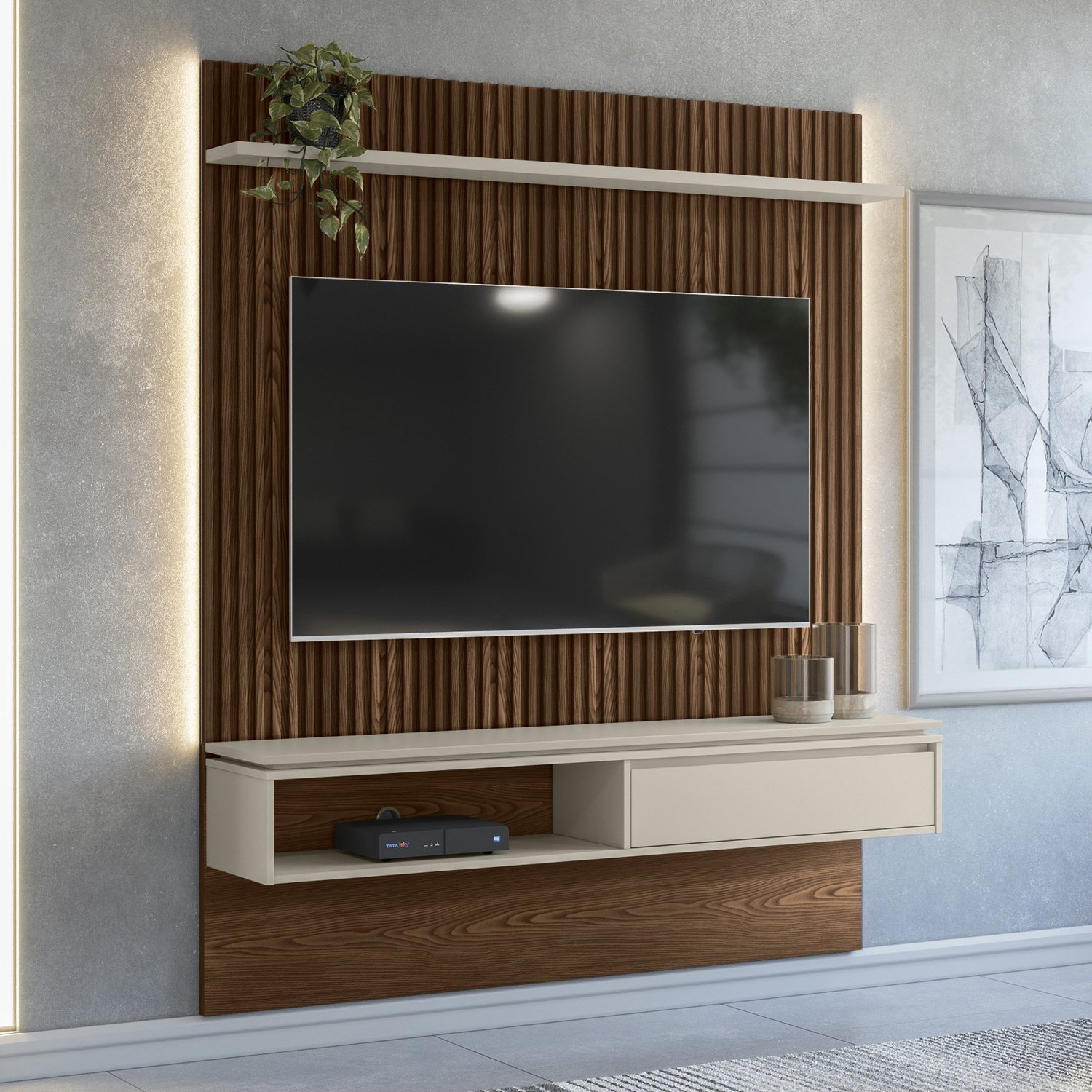 Painel Home Samambaia Para TV até 65 Polegadas com Kit LED CabeCasa MadeiraMadeira - 1