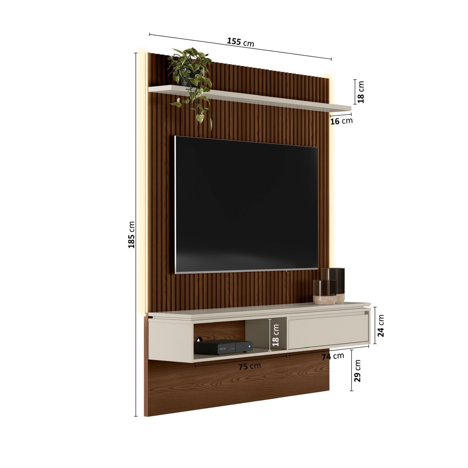 Painel Home Samambaia Para TV até 65 Polegadas com Kit LED CabeCasa MadeiraMadeira - 6