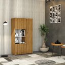 Ver imagem 2 de Armário Alto com Nicho e 03 Portas 161,5x90x42cm Wlan90 Lâmina Mel - Branco