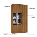 Ver imagem 3 de Armário Alto com Nicho e 03 Portas 161,5x90x42cm Wlan90 Lâmina Mel - Branco