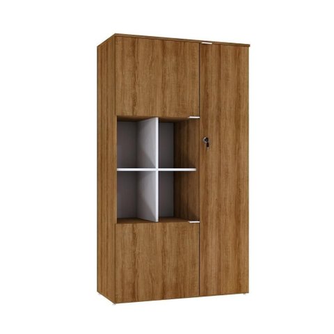 Armário Alto com Nicho e 03 Portas 161,5x90x42cm Wlan90 Lâmina Mel - Branco