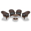 Ver imagem 1 de Conjunto de Poltronas Fibra Sintética Bali Alumínio - 4 Poltronas + 1 Mesa Centro - Tecido Friso Pre