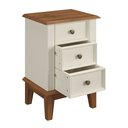 Ver imagem 2 de Mesa de Cabeceira Rústica Madeira Maciça 3 Gavetas Off White - Apaixone & Decore
