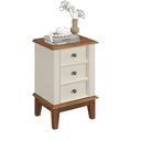 Ver imagem 1 de Mesa de Cabeceira Rústica Madeira Maciça 3 Gavetas Off White - Apaixone & Decore