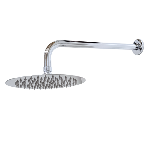 Ducha Redonda Cromada em Inox 20 Cm Braço 38 Cm de Parede