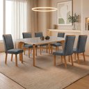 Ver imagem 2 de Mesa de Jantar Liz 180cm Tampo Mdf Vidro Canto Copo com 6 Cadeiras Lira