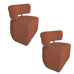 Kit 02 Poltronas Organicas Bouclê Terracota - D'classe Decor - 1