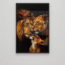 Ver imagem 3 de Quadro Decorativo Família Leão Leoa com Um Filhote Sala Quarto Casa Escritório