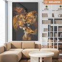 Ver imagem 1 de Quadro Decorativo Família Leão Leoa com Um Filhote Sala Quarto Casa Escritório