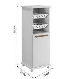 Armário Cozinha com Fruteira Paraná 1 Porta 1 Prateleira 2 Cestos Arte Móveis Branco - 4