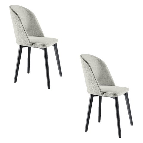 Kit 2 Cadeiras Decorativas Sala de Jantar Madeira Maciça Hadassa Linho Bege/Ébano - Gran Belo