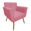Ver imagem 1 de Poltrona Decorativa Sabrina Suede Rosa Pés Madeira Ms Decor