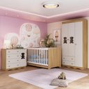 Ver imagem 2 de Quarto de Bebê Completo Berço Americano 3 em 1 Colchão Doçura Multimóveis Mp4670 Madeirado/off